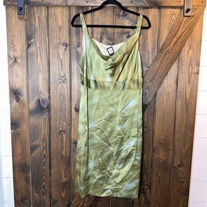 Due Per Due Silk Slip Wrap Midi Watercolor Dress